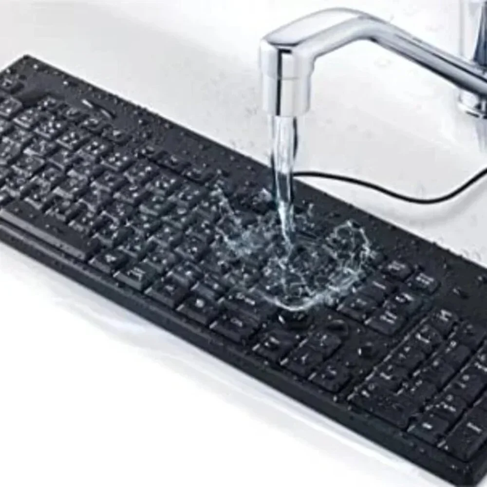 I-Rocks IRK32W-BK Black Washable Durable Ergonomic Keyboard